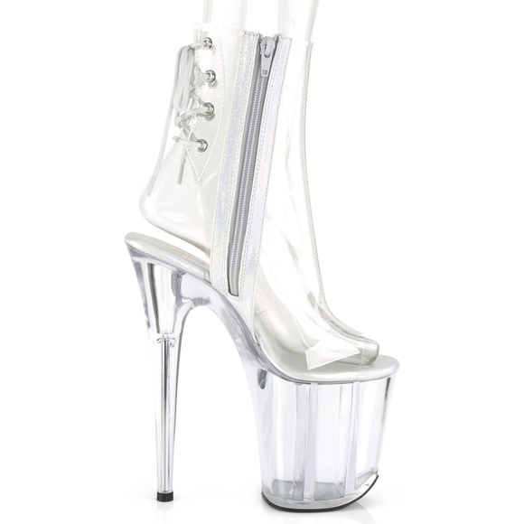 Clear Platform Transparent Lace Up Ankle Boots - Picture 3 of 5